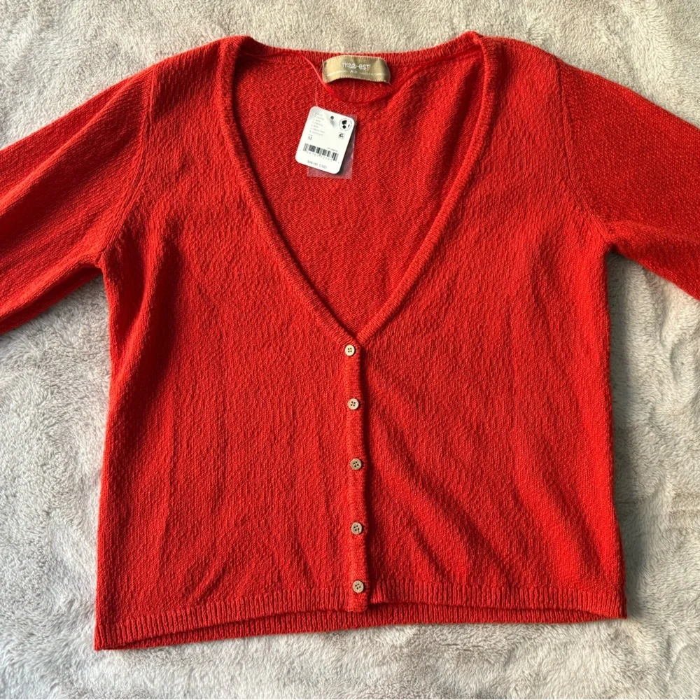 NWT Free People Free-est Ameena Cardigan Sweater Fiesta Red Size M - Picture 7 of 9